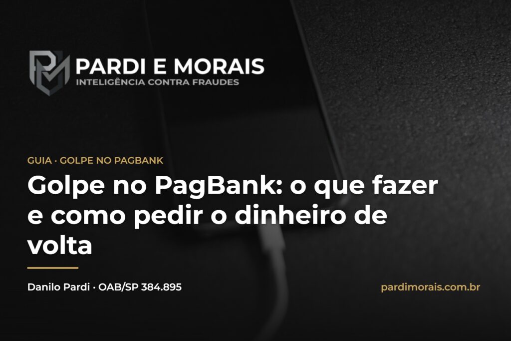 Capa do guia Golpe no PagBank: o que fazer e como pedir o dinheiro de volta, com a logo da Pardi e Morais Advogados
